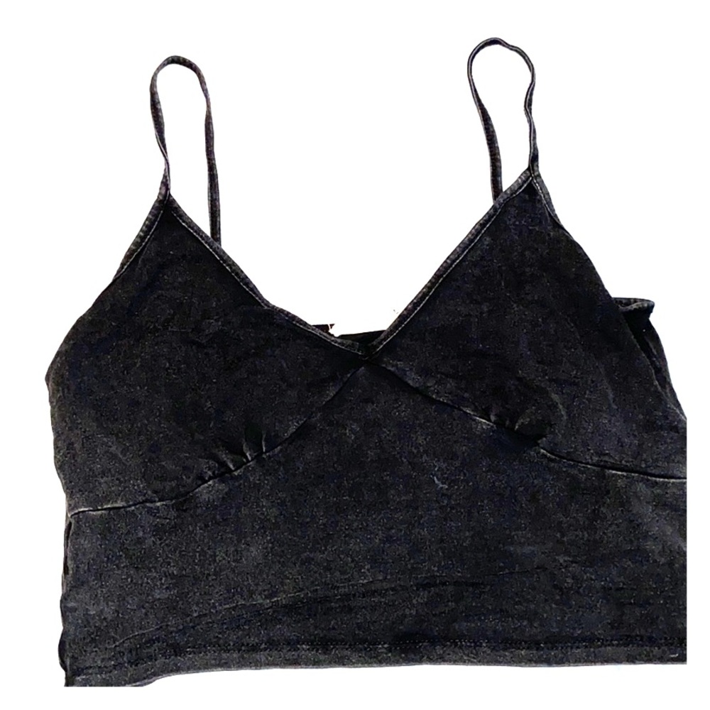 Black Distressed Crop